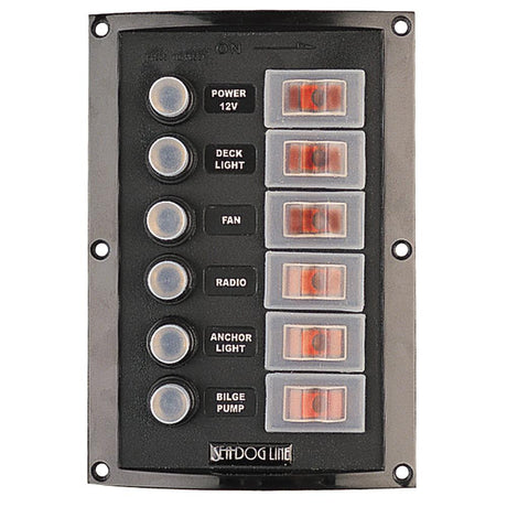 Sea-Dog Splash Guard Circuit Breaker Panel - 6 Circuit - 424806-1