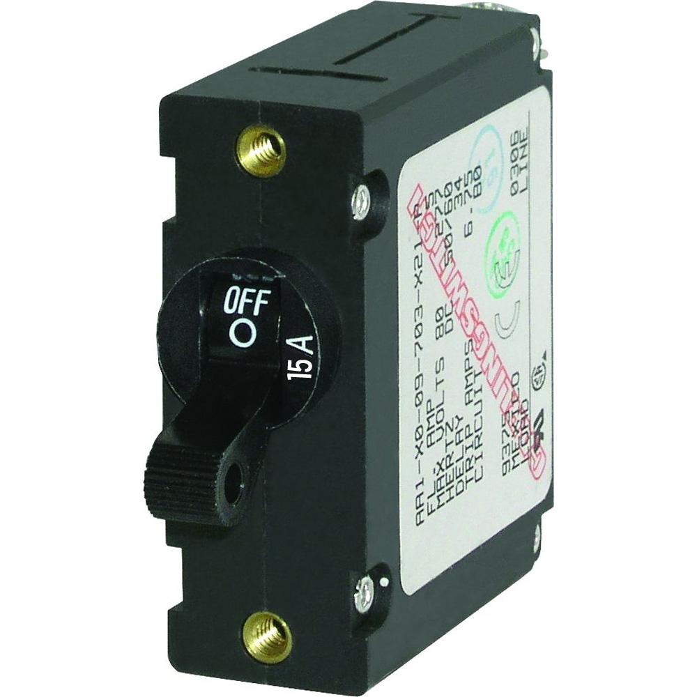 Blue Sea 7208 AC/DC Single Pole Magnetic World Circuit Breaker - 15AMP - 7208