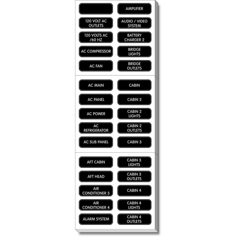 Blue Sea 8067 AC Panel Extended 120 Label Set - 8067