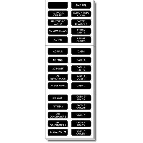 Blue Sea 8067 AC Panel Extended 120 Label Set - 8067