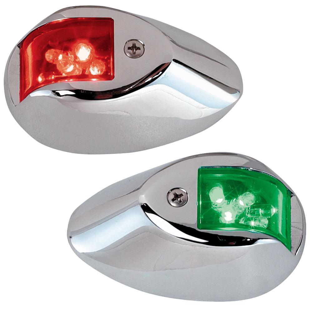 Perko LED Sidelights - Red/Green - 12V - Chrome Plated Housing - 0602DP1CHR