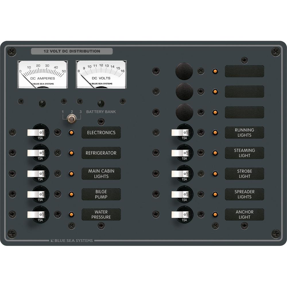 Blue Sea 8068 DC 13 Position Toggle Branch Circuit Breaker Panel - White Switches - 8068