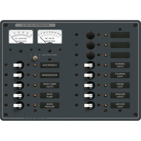 Blue Sea 8068 DC 13 Position Toggle Branch Circuit Breaker Panel - White Switches - 8068