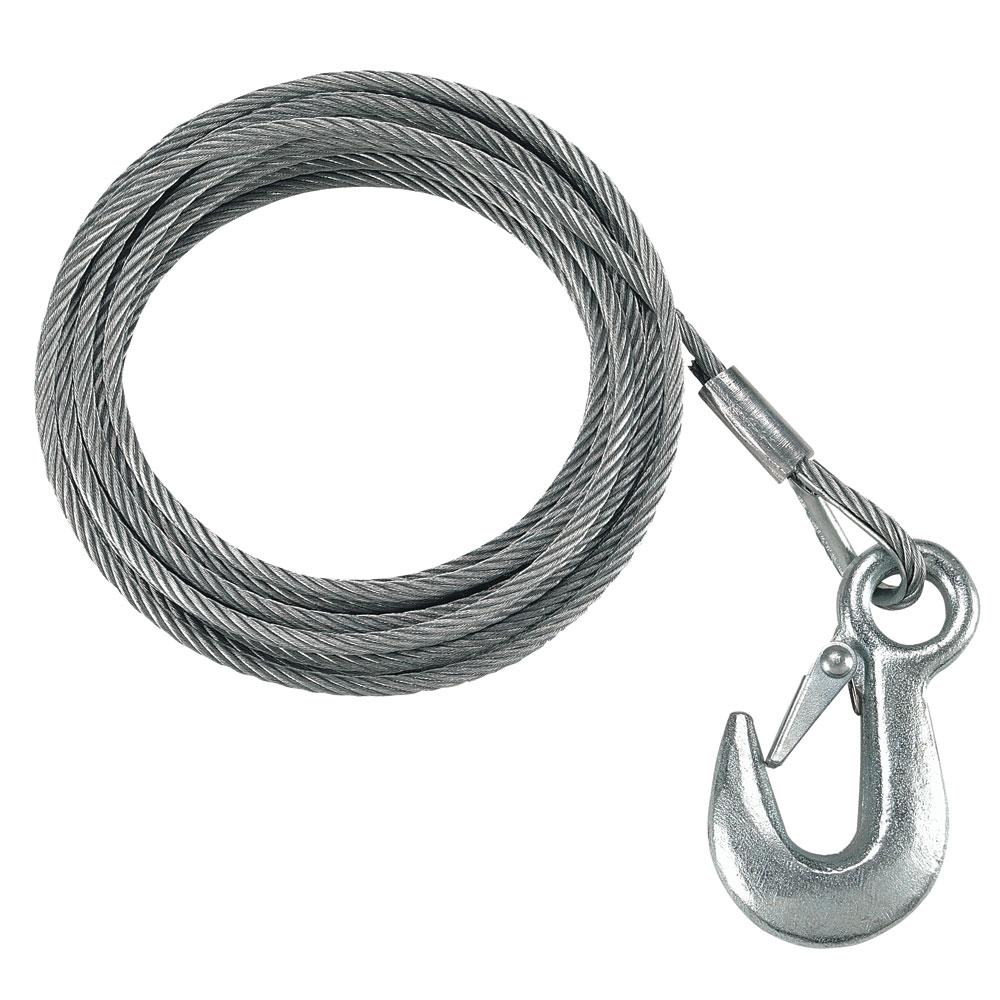 Fulton 7/32" x 50' Galvanized Winch Cable and Hook - 5,600 lbs. Breaking Strength - WC750 0100