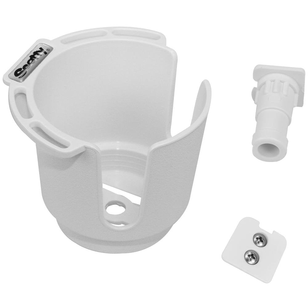 Scotty 311 Drink Holder w/Bulkhead/Gunnel Mount & Rod Holder Post Mount - White - 311-WH