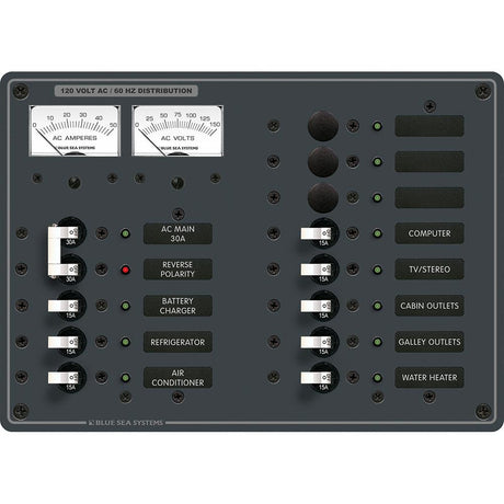 Blue Sea 8076 AC Main +11 Positions Toggle Circuit Breaker Panel - White Switches - 8076