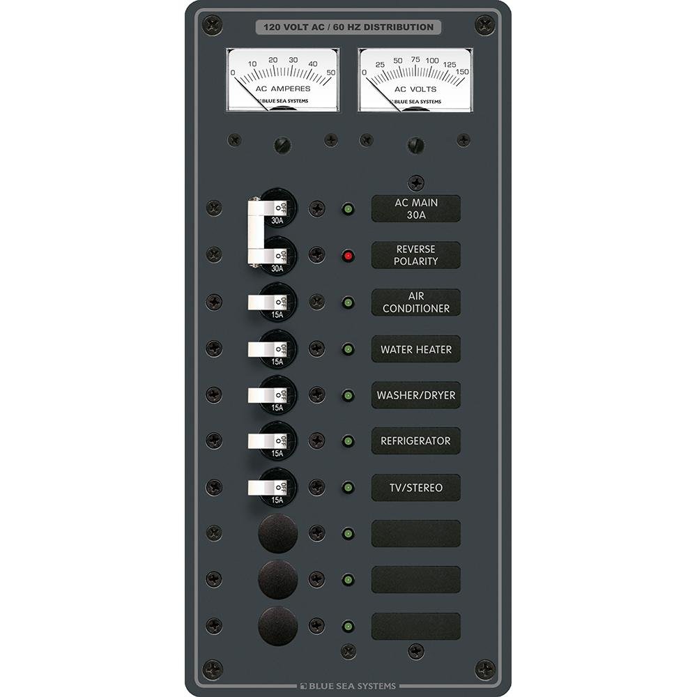 Blue Sea 8074 AC Main +8 Positions Toggle Circuit Breaker Panel - White Switches - 8074