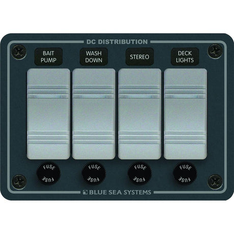 Blue Sea 8262 Waterproof Panel 4 Position - Slate Grey - 8262