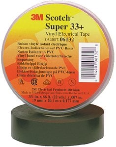 3M - Scotch Super 33+ Vinyl Electrical Tape - Black - 3/4 inch x 20 feet - 06130
