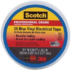 3M - Scotch Vinyl Electrical Tape - 3/4 inch x 66 feet x 7 mil - Blue - 10836