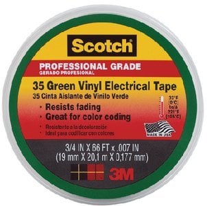 3M - Scotch Vinyl Electrical Tape - 3/4 inch x 66 feet x 7 mil - Green - 10851