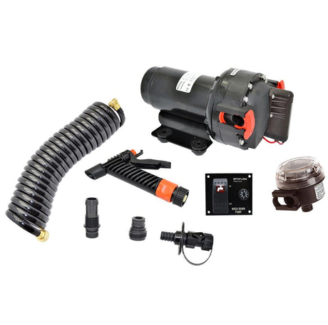 Johnson Pump - Aqua Jet 5.2 GPH Washdown Pump Kit with Hose - 12V - 64534