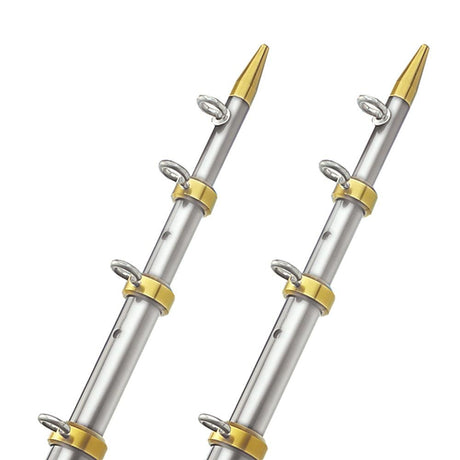 TACO 15' Telescopic Outrigger Poles HD 1-1/2" - Silver/Gold - OT-0541VEL15-HD