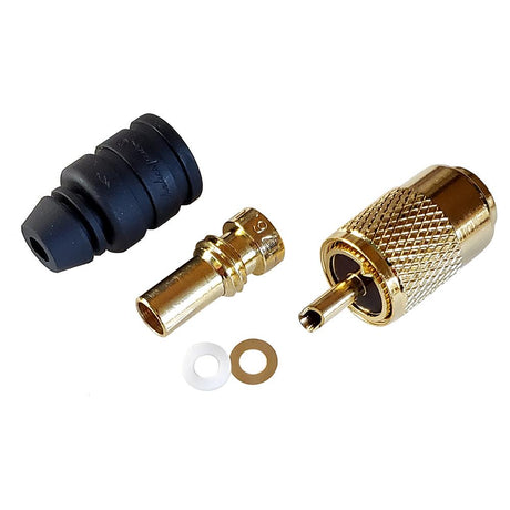 Shakespeare - PL-259-58-G Gold Solder-Type Connector with UG175 Adapter & DooDad Cable Strain Relief for RG-58x - PL-259-58-G