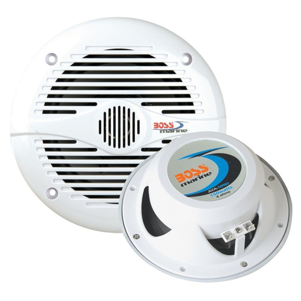 Boss Audio - MR50W 5.25" Round Marine Speakers - Pair - White - MR50W