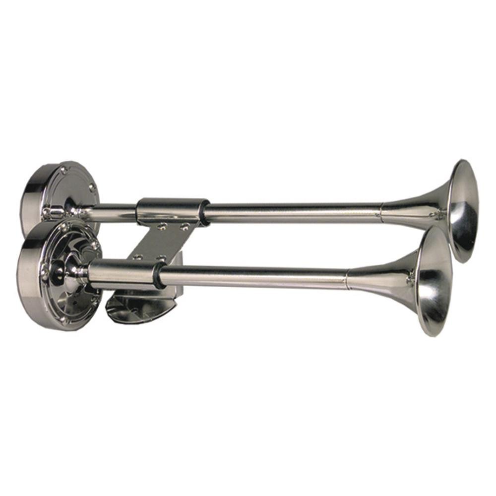 Schmitt & Ongaro Deluxe All-Stainless Shorty Dual Trumpet Horn - 12V - 10012