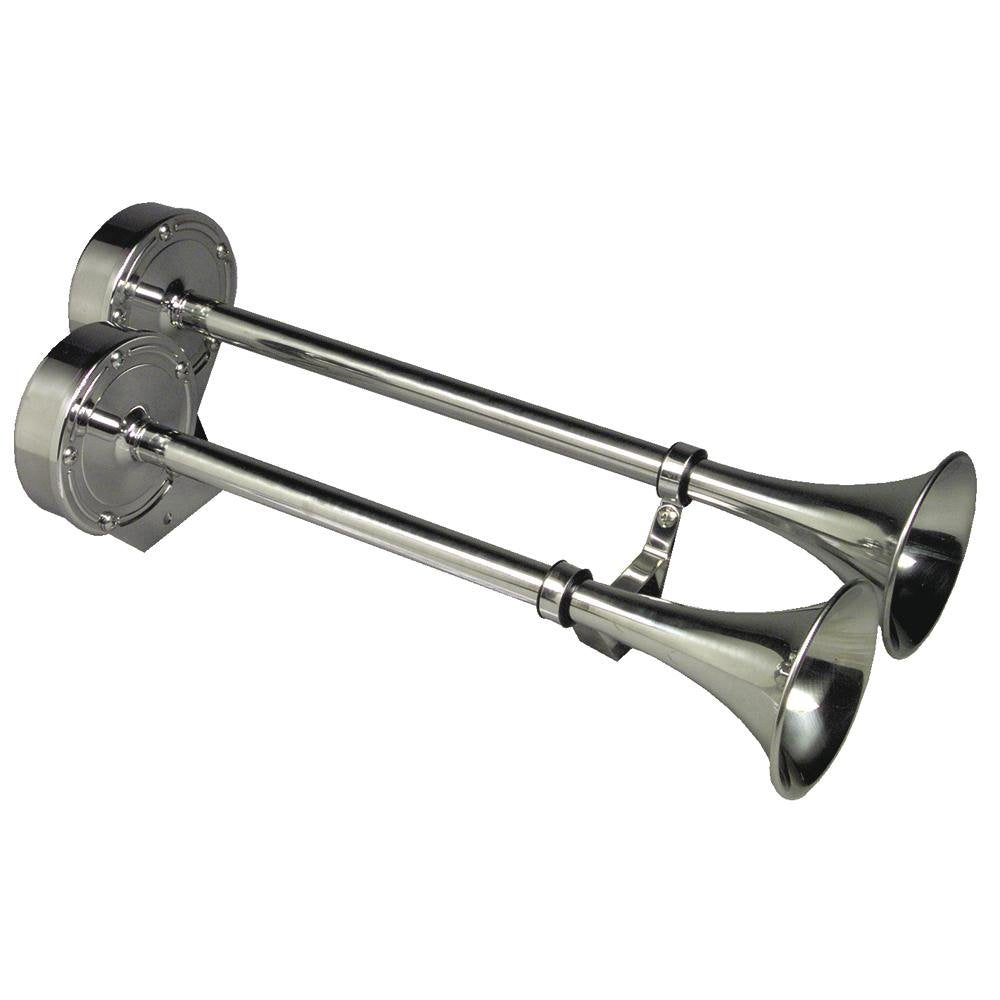 Schmitt & Ongaro Deluxe All-Stainless Dual Trumpet Horn - 24V - 12428