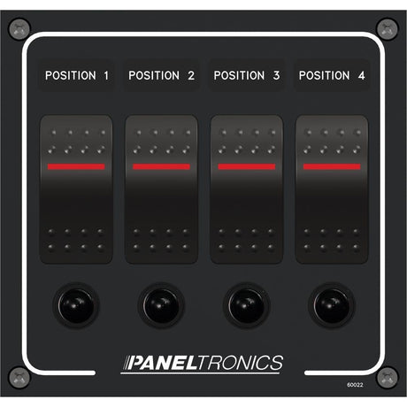 Paneltronics Waterproof Panel - DC 4-Position Illuminated Rocker Switch & Circuit Breaker - 9960022B