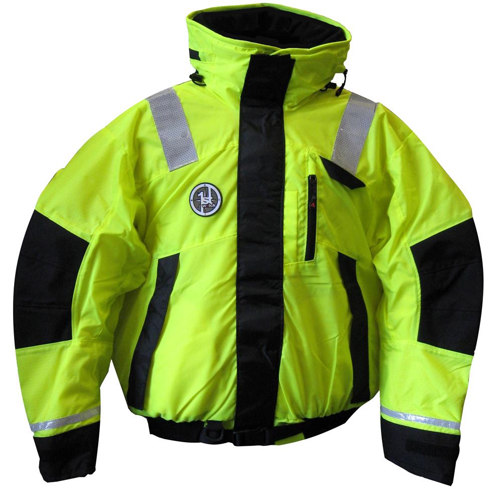 First Watch Hi-Vis Flotation Bomber Jacket - Hi-Vis Yellow/Black - Small - AB-1100-HV-S