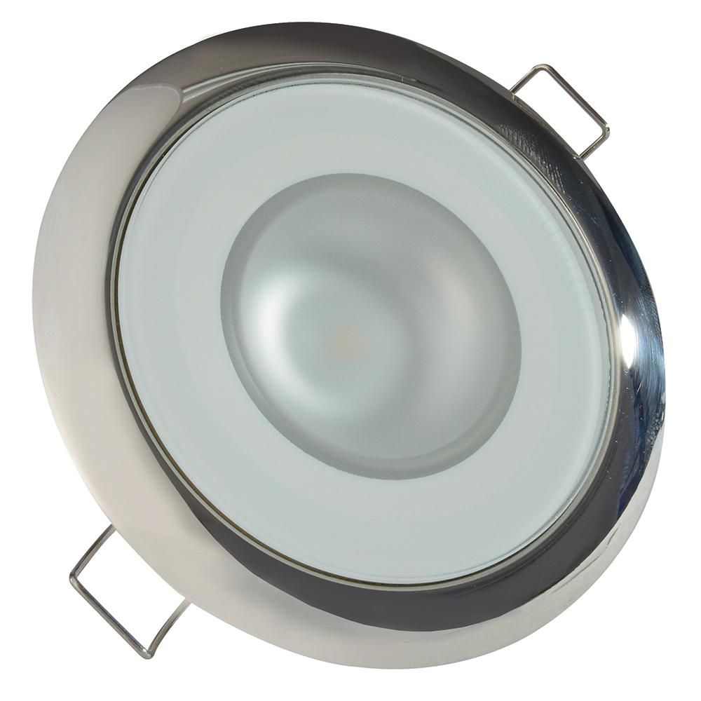 Lumitec - Mirage Flush Mount LED Down Light - Glass Finish/Polished SS Bezel 2-Color White/Red Dimming - 113112