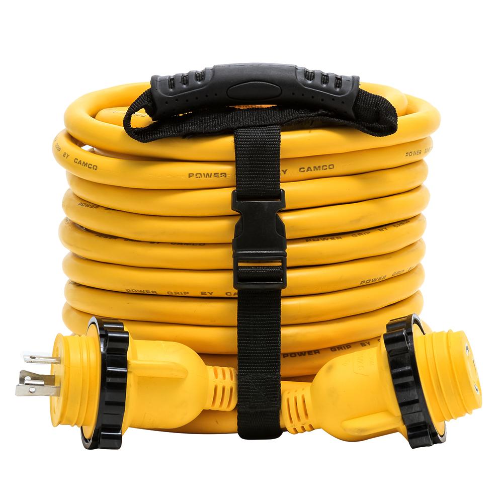 Camco 30 Amp Power Grip Marine Extension Cord - 50&#39; M-Locking/F-Locking Adapter - 55613