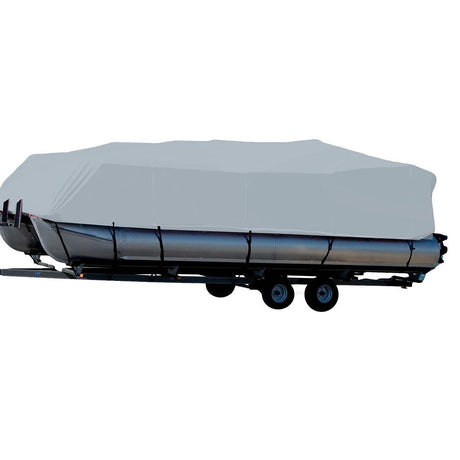 Carver Performance Poly-Guard Styled-to-Fit Boat Cover - Fits 24.5' Pontoons w/Bimini Top & Rails - Grey - 77524P-10