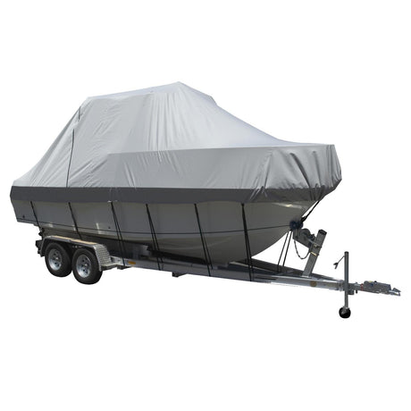 Carver Performance Poly-Guard Specialty Boat Cover - Fits 23.5' Walk Around Cuddy & Center Console Boats - Grey - 90023P-10