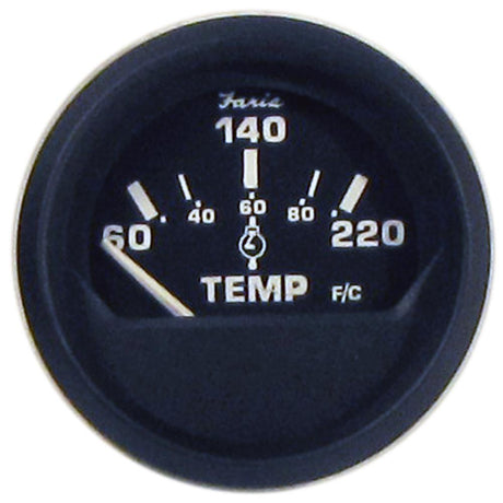 Faria - Euro Black 2" Cylinder Head Temperature Gauge With Sender (60-220F) - 12819