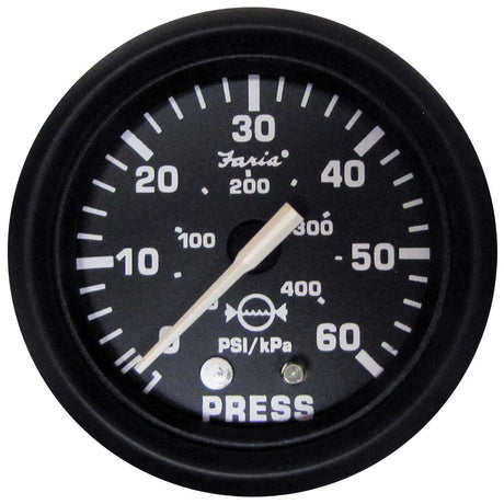 Faria Euro Black 2" Water Pressure Gauge (60 PSI) - 12875