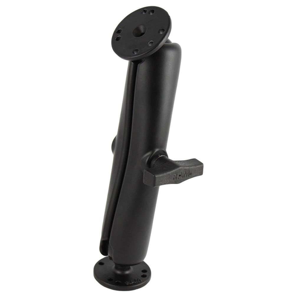 RAM Mount - Ball Mount with Long Double Socket Arm & 2-2.5" Round Bases with AMPs Pattern - RAM-101U-D