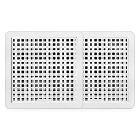 FUSION - FM-F77SW FM Series 7.7" Flush Mount Square Marine Speakers - White Grill - 200W - 010-02300-10