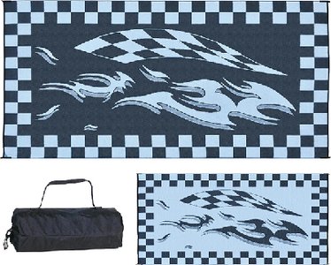 Ming's Mark Inc - Reversible Mat, Checkered Flag Black/White, 8' x 12' - HA1CHECKERED