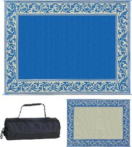 Ming's Mark Inc - Reversible Mat, Classical Blue/Beige, 9' x 12' - RA3BLUBEIGE