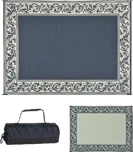 Ming's Mark Inc - Reversible Mat, Classical Black/Beige, 6' x 9' - RD1BLK