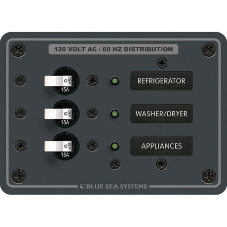 Blue Sea 8058 AC 3 Position Toggle Circuit Breaker Panel - White Switches - 8058