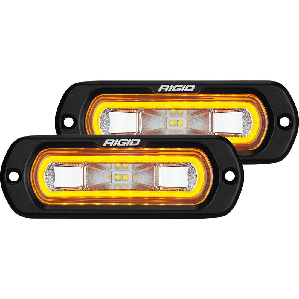 RIGID Industries SR-L Series Flush Mount Spreader Light - Black Housing - Amber Halo - 53223