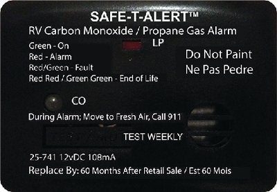 MINI RV DUAL CARBON MONOXIDE/PROPANE ALARM (SAFETALERT) - 25741BL