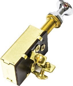 Sierra - On/Off/On SPDT 3 Screw Terminal Heavy Duty Push Pull Switch Chrome & Brass Knob - MP39640