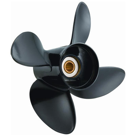 Amita 4 Propeller: BRP, Johnson, Evinrude, OMC Stern Drive - Aluminum , 13-3/4 x 15 4 Blade , DF 90, 115, 140 (4 Stroke), 15 Tooth Spline