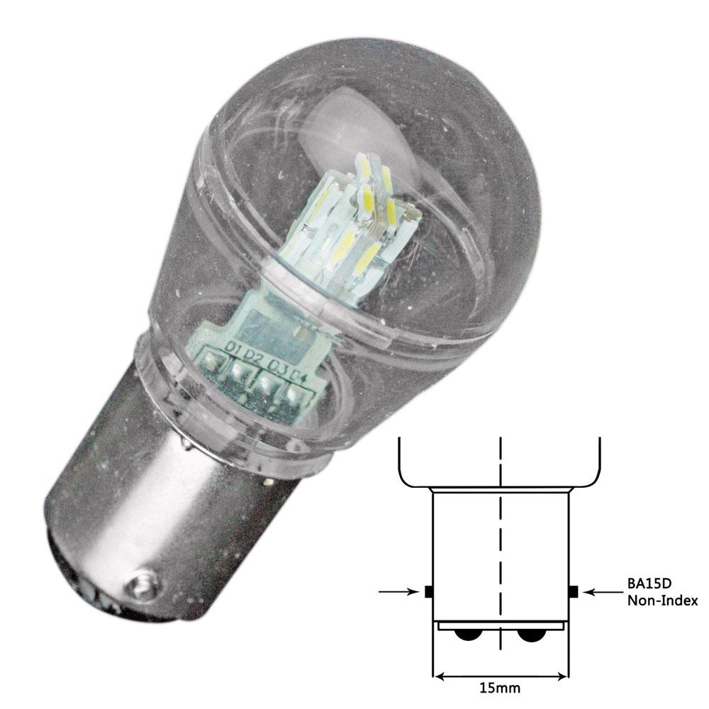 Lunasea Bayonet LED Bulb BA15D - 10-30VDC/1W/105 Lumens - Cool White - LLB-26FC-21-00