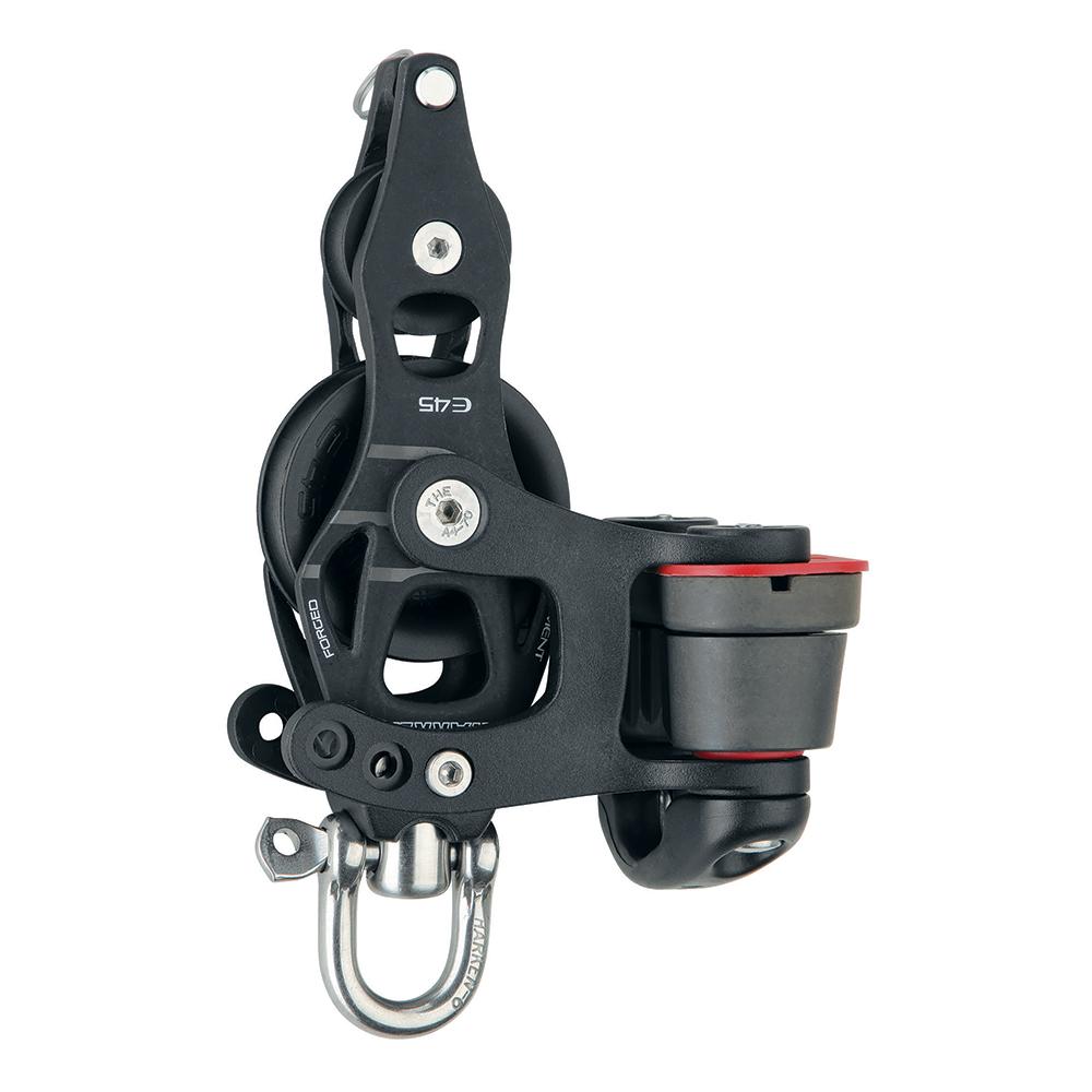 Harken 45mm Single Aluminum Element Fiddle Block w/Swivel, Becket & 150 Cam Cleat - 6234