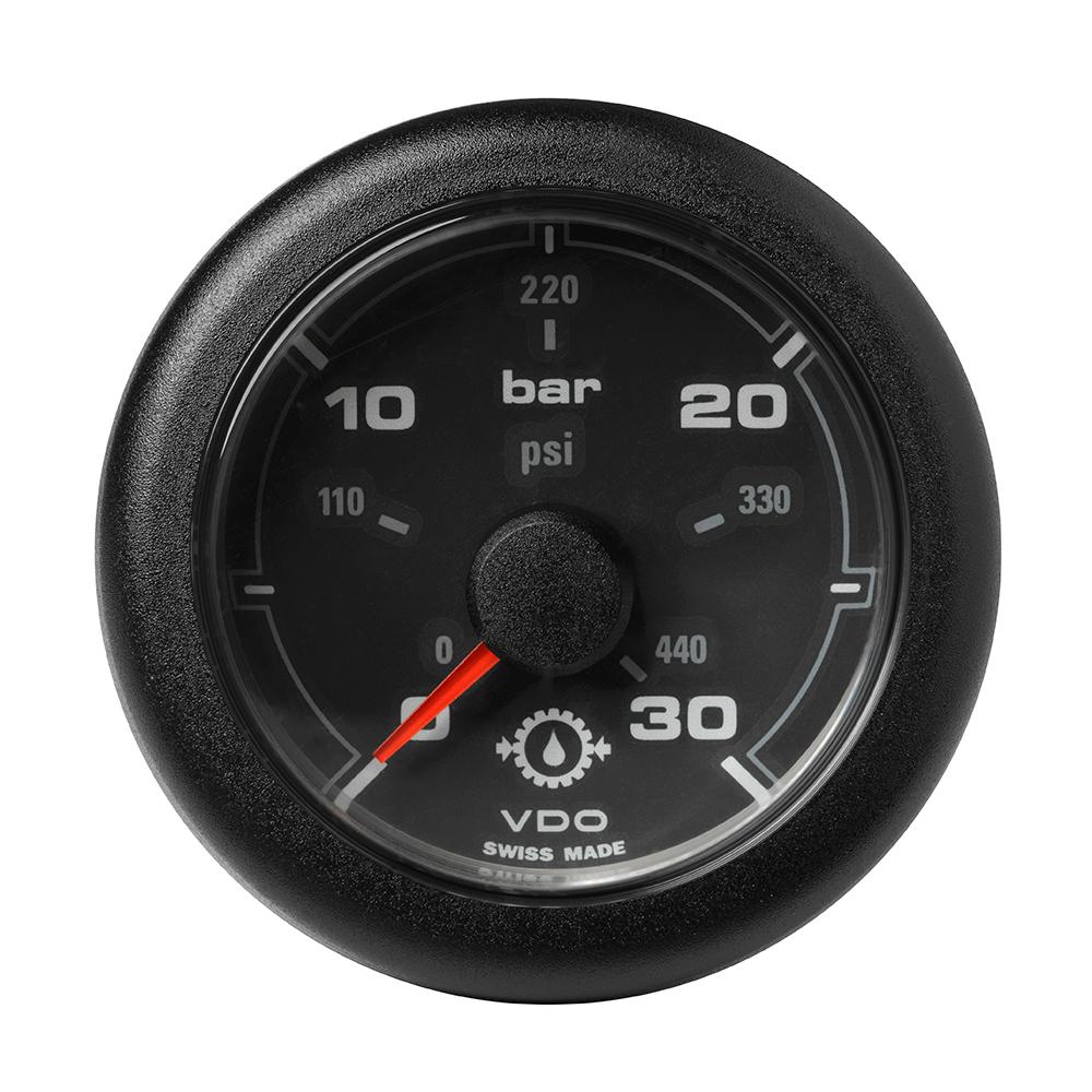 VDO 2-1/16" (52MM) OceanLink Transmission Oil Pressure 30 Bar / 440 PSI Black Dial  Bezel