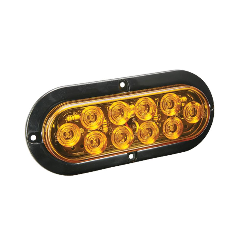 Wesbar LED Waterproof 6" Oval Surface Flange Mount Tail Light - Amber w/Black Flange Base - 40-767758