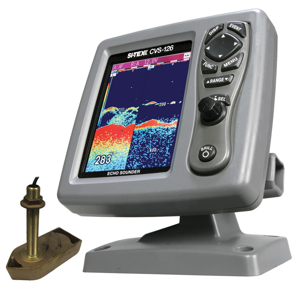 SI-TEX CVS-126 Dual Frequency Color Echo Sounder w/600kW Thru-Hull Tranducer 307/50/200T-CX - CVS-1266TH