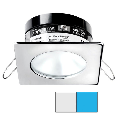 I2Systems - Apeiron Pro Spring Mount Light 3W - Square/Round - Polished Chrome Finish - Cool White & Blue - A503-12AAG-E