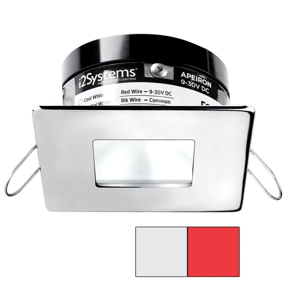 I2Systems - Apeiron Pro Spring Mount Light 3W - Square/Square - Polished Chrome Finish - Cool White & Red - A503-14AAG-H