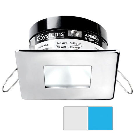 I2Systems - Apeiron Pro Spring Mount Light 3W - Square/Square - Polished Chrome Finish - Cool White & Blue - A503-14AAG-E