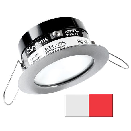 I2Systems - Apeiron PRO Spring Mount Light 3W - Round - Brushed Nickel Finish - Cool White & Red - A503-41AAG-H