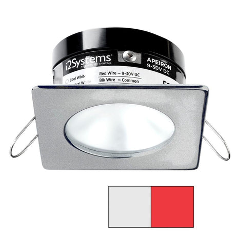 I2Systems - Apeiron PRO Spring Mount Light 3W - Square/Round - Brushed Nickel Finish - Cool White & Red - A503-42AAG-H