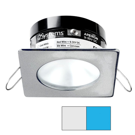 I2Systems - Apeiron PRO Spring Mount Light 3W - Square/Round - Brushed Nickel Finish - Cool White & Blue - A503-42AAG-E